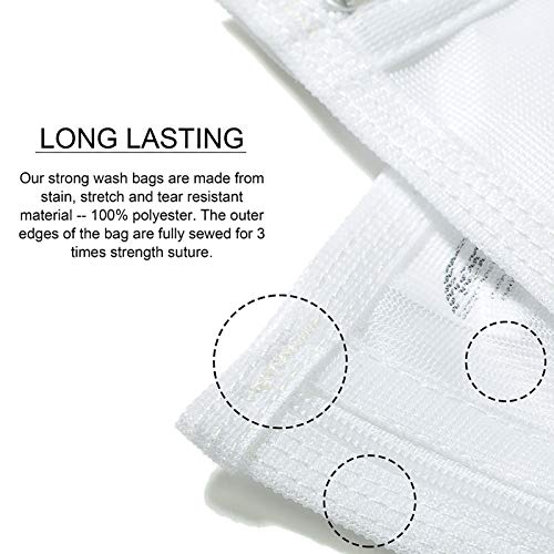 TENRAI Delicates Laundry Bags, Bra Fine Mesh Wash Bag for Underwear, Lingerie, Bra, Pantyhose, Socks, Use YKK Zipper, Have Hanger Loops,((0 Fluorescent Cloth White, 3 Medium, CQS)