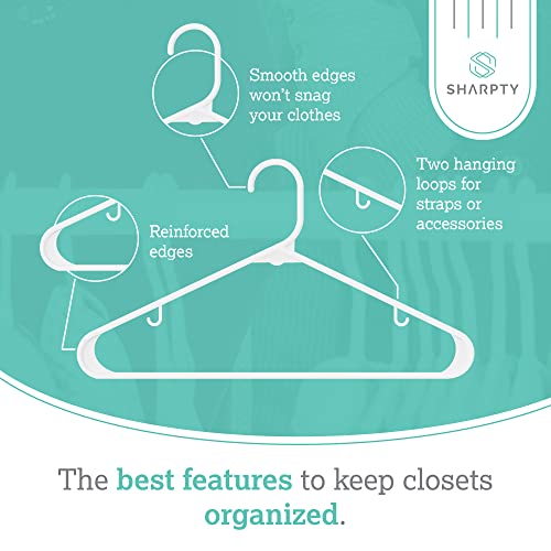 Plastic Clothes Hangers - Adult Plastic Hanger - Clothing Hangers - Standard Hangers for Clothes - Space Saving Hangers - Ideal for Shirt, Dresses, Coat Hangers (60-Pack, White)