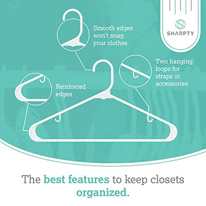 Plastic Clothes Hangers - Adult Plastic Hanger - Clothing Hangers - Standard Hangers for Clothes - Space Saving Hangers - Ideal for Shirt, Dresses, Coat Hangers (60-Pack, White)