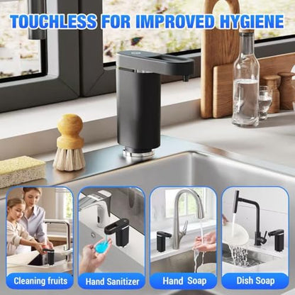 Touch-Free Automatic Dish Soap Dispenser for Kitchen Sink | Plug-in Electric Sink Soap Pump,Leak-Proof Universal Fit with 35" No-Spill Tube Kit, Easy Install Sleek for kitchen& bathroom