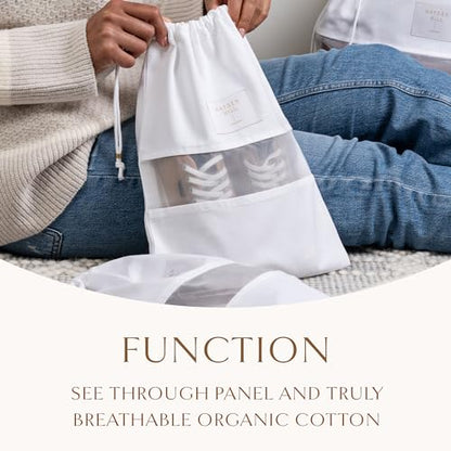 Luxury Organic Cotton Dust Bags for Handbags Large 3 Pack | 23" Purse Storage, Protects From Dust & Light, Drawstring Closure, Shoe Dust Bags, Bag Cover, Certified Carbon Neutral