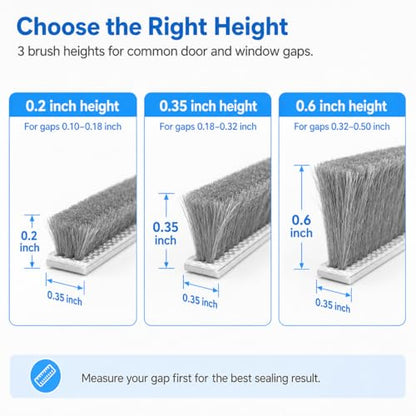 Brush Weather Stripping, Self-Adhesive Pile Door Seal Strip for Sliding Doors and Windows, Felt Weatherstrip Draft Stopper, Soundproof Dustproof Window Gap Seal, Gray, 40FT