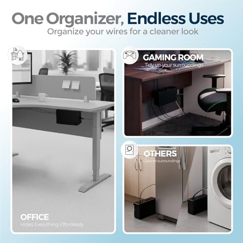 Cable Management Box with Included Mounting Hardware – ABS Cord Organizer (12,7 x 7,8 x 4,5 in) | Heat-Tolerant Power Strip & Cable Storage | Wall-Mountable or Floor Use
