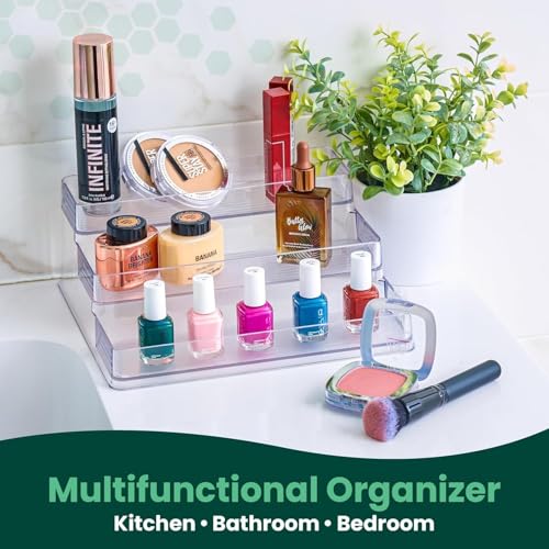 Oizeir Clear Acrylic 3-Tier Spice Rack, Cabinet Pantry Organizer | Clear Acrylic Spice Rack Organizer, 3 Tiers, Deep Shelf, for Cabinet Pantry Countertop, Seasoning Condiment Storage