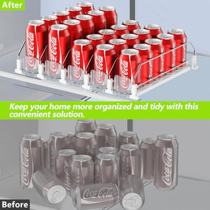 IBORING Drink Organizer for Fridge,Holds up to 25 Cans | Self Pushing Fridge Drink Organizer,Automatic Drink Dispenser for Fridge,Idea for fridge organizers and storage