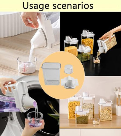 78oz Clear Laundry Detergent Dispenser, Double Sealed Storage Container with Wide Mouth & Funnel Design, Transparent Leak-proof Organizer for Laundry Room, Fabric Softener, Bleach (78OZ)