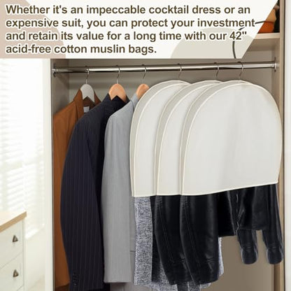 2 Pack Acid-free Muslin White Shoulder Protectors Clothes Hanger Covers Closet Storage Shoulder Covers for Clothes Closet Storage