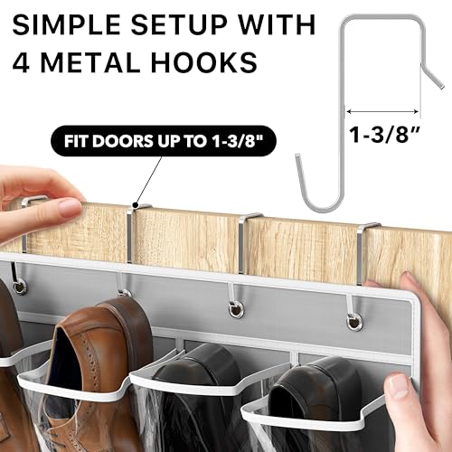Simple Houseware 24 Pockets Large Clear Over the Door Shoe Organizer, Gray | 56" x 22.5", 4 Durable Metal Hooks, 5" x 9" Pocket Size, Multipurpose