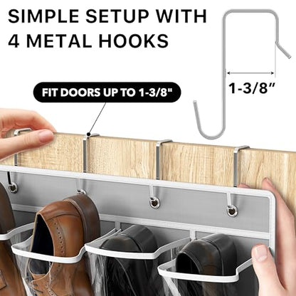 Simple Houseware 24 Pockets Large Clear Over the Door Shoe Organizer, Gray | 56" x 22.5", 4 Durable Metal Hooks, 5" x 9" Pocket Size, Multipurpose
