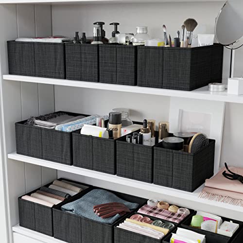 Drawer Organizer Clothes Set of 12 Black - Dresser Organizer For Nursery, Bedroom, Closet - The Perfect Baby Clothes Organizer and Storage & General Nursery Organization or Dresser Drawer Organizers