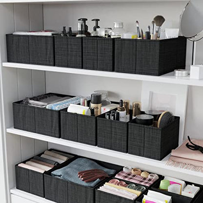 Drawer Organizer Clothes Set of 12 Black - Dresser Organizer For Nursery, Bedroom, Closet - The Perfect Baby Clothes Organizer and Storage & General Nursery Organization or Dresser Drawer Organizers
