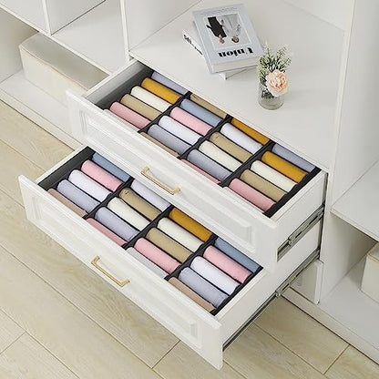 3 Pack Sock Underwear Drawer Organizer Dividers, Non-Woven Fabric Collapsible Cabinet Closet Storage Boxes for Clothes, Socks, Lingerie, Underwear, Tie, Belt, Baby, Bedroom (Gray, 6 Cells)
