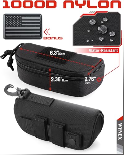 Wynex Tactical Molle Glasses Pouch, Shockproof Eyeglass Case for Glasses | Sunglasses Case Hard Shell, 360°Clip & Patch, Glasses Protector Fit Sunglasses Goggles, for Travel Sports Work