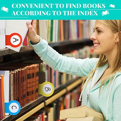 Geyee 48 Pcs Library Book Dividers for Shelves with Stickers, Library Assorted Colored Book Shelf Dividers Plastic Flexible Shelf Marker Set for Teacher Supplies