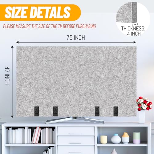 TV Moving Cover Flat Screen TV Heavy Duty Felt Screen Protector Anti-Scratch with Bottom Strap During House Moving,Storing, Painting or Home Renovation Packing Cushioning Supplies (70-75in)