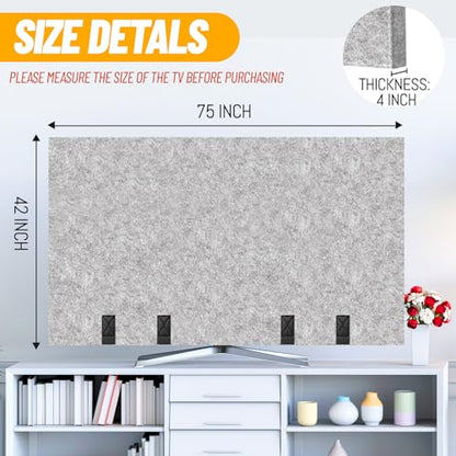 TV Moving Cover Flat Screen TV Heavy Duty Felt Screen Protector Anti-Scratch with Bottom Strap During House Moving,Storing, Painting or Home Renovation Packing Cushioning Supplies (70-75in)