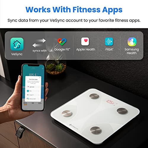 Etekcity Smart Scale for Body Weight, Body Fat, Water Weight, White, 400 lb