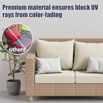 8Pcs Outdoor Cushion Covers, Stretch Patio Furniture Couch Chair Slipcovers | Washable, Pet Friendly, Seat Replacement Covers, Soft Sofa Slip Covers, 4-Large+4-Rectangle 20-27", Easy Renew, Beige