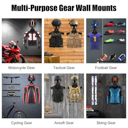Tactical Gear Stand, Supports 100 LBS Wall Mounted Police Gear Rack, Heavy-Duty Body Armor Stand, Solid Wood Airsoft Plate Carrier Hanger, Motorcycle Helmet Holder Wall Mount