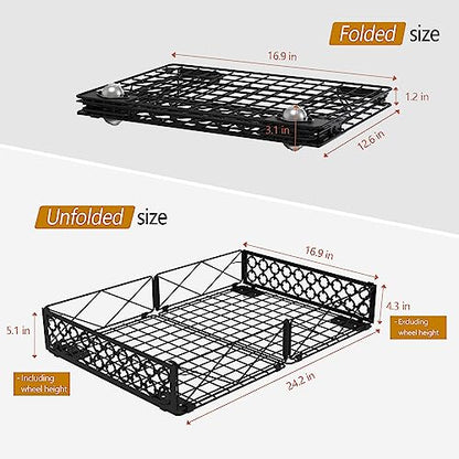 NADAMOO Under Bed Storage with Wheels, Low Profile Rolling Organizer Bins | Ultra-low 5.4" Height, 360° Swivel Casters, Strong Metal Containers Hold Shoes, Clothing, Toys, Dorm & Home Use, 2 Pack