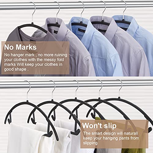 Ergonomic Curved Plastic Hangers 50pack - No Shoulder Bump Design, Non-Slip Grip for Delicate Fabrics, Heavy Duty Clothes Hangers, Holds Up to 11lbs - Ideal for Silk, Coats & Winter Wear(Black)