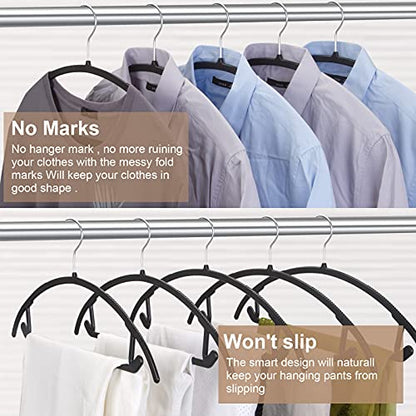 Ergonomic Curved Plastic Hangers 50pack - No Shoulder Bump Design, Non-Slip Grip for Delicate Fabrics, Heavy Duty Clothes Hangers, Holds Up to 11lbs - Ideal for Silk, Coats & Winter Wear(Black)