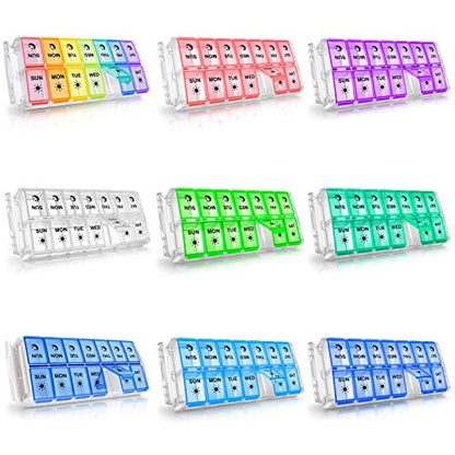 Weekly Pill Organizer 7 Day 2 Times a Day Extra La... (Pink | Plastic)