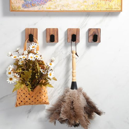 Towel Hooks for Bathrooms, Wood Decorative Adhesive Hanging Hook