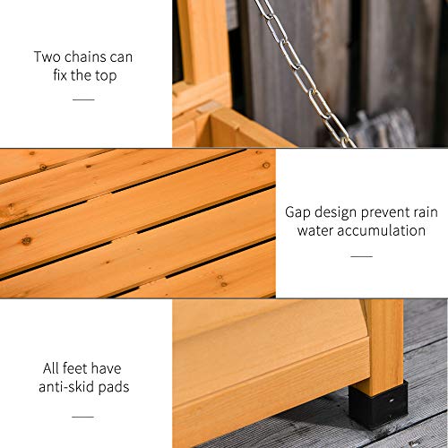 Outsunny 75 Gallon Wooden Deck Box Outdoor Storage Container Yellow | Aerating Gap, Weather-Fighting Finish