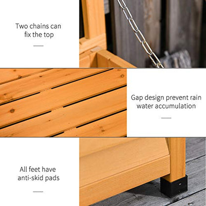 Outsunny 75 Gallon Wooden Deck Box Outdoor Storage Container Yellow | Aerating Gap, Weather-Fighting Finish