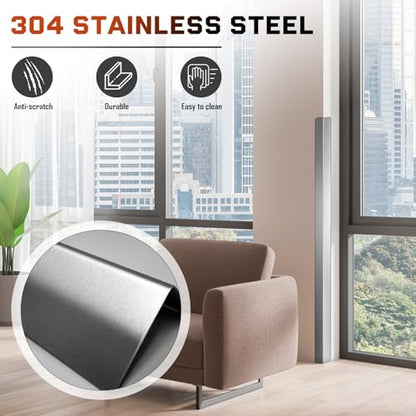 Zipcase Stainless Steel Wall Corner Guard, 10 Pack, 2 x 2 x 48 inch | with 90-Degree Angle for Wall Protection and Decoration
