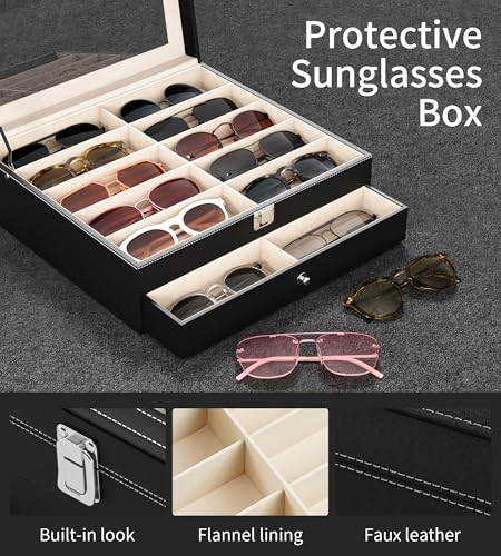 20 Slots Sunglass Organizer for Women Men Sunglasses Storage Box for Multiple Pairs of Eyeglass Holder Display Case