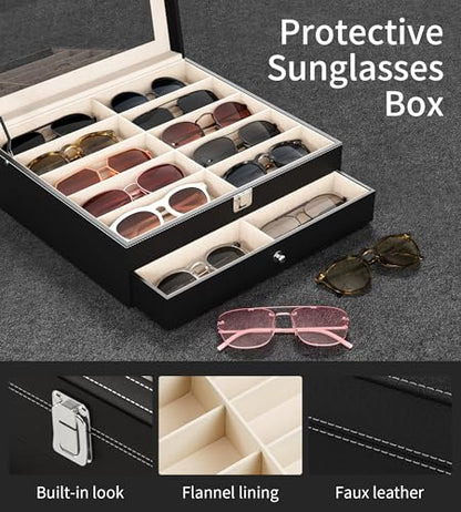 20 Slots Sunglass Organizer for Women Men Sunglasses Storage Box for Multiple Pairs of Eyeglass Holder Display Case
