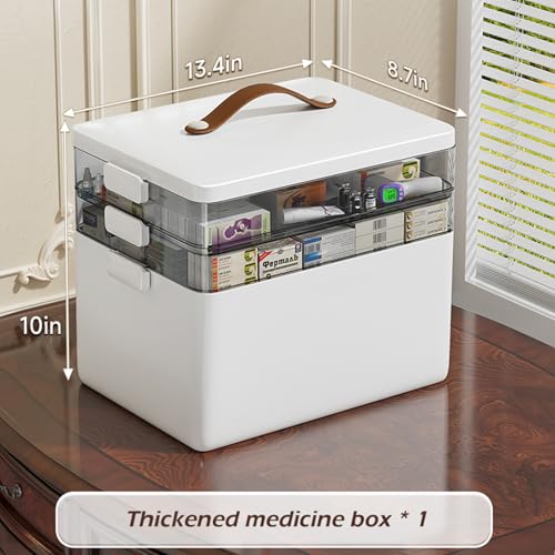 CTIME 3-Tier Medicine Organizer - Portable Medicine Cabinet with Handle | Multipurpose Medical Box, Pill Organizer, Empty First Aid Kit for Home