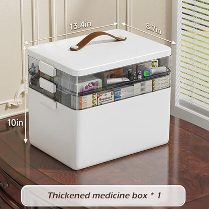 CTIME 3-Tier Medicine Organizer - Portable Medicine Cabinet with Handle | Multipurpose Medical Box, Pill Organizer, Empty First Aid Kit for Home