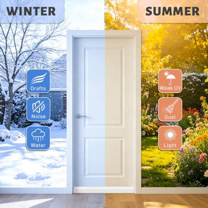 4 Pack Door Draft Stopper, 2" W x 39" L Silicone Door Sweep, White | Self Adhesive Weather Stripping for Interior Exterior Doors, Garage Window Noise Blocker, Cold Air Insulation Draft Guard