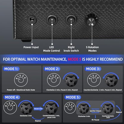 hightall Luxury Automatic Watch Winder for Rolex/Omega/Cartier for Automatic Watches with Whisper-Quiet Motor (<5dB), Anti-Scratch Memory Foam & Stable Base