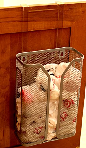 Deco Brothers Over The Cabinet Door Grocery Bag Holder, Silver