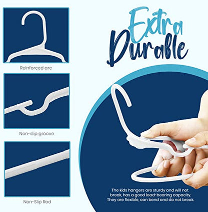 Utopia Home Kids Hangers 100 Pack – 11.5 Inch Baby Closet Hangers White | Plastic baby hangers | Fits children's & infant clothes | Gentle on delicate garments