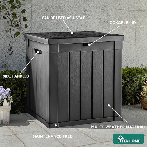 YITAHOME Deck Box | 51 Gallon Weatherproof Outdoor Storage Container for Patio Cushions, Pool Supplies, Garden Tools, Lockable Lid and Side