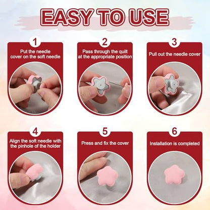 uxcell 20 Pcs Duvet Cover Pins to Hold Comforter Inside, Duvet Clips with Soft Fabric Material for Quilt Cushions Curtains, White (Mushroom)