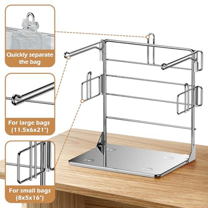 Grocery Bag Holder - Plastic Bag Organizer, Detachable Metal Shopping Bag Holder for Grocery Store & Business