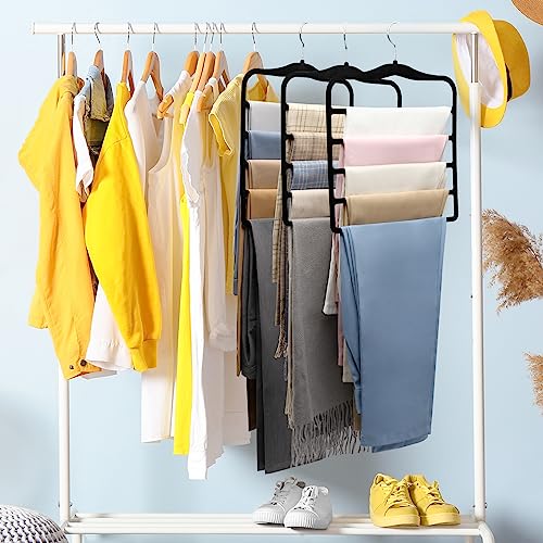 Closet Organizers and Storage,3 Pack Organization and Storage Pants-Hangers-Space-Saving,Velvet Hanger for Dorm Room for College Students Girls Boys Guys Hanging Jean Scarf