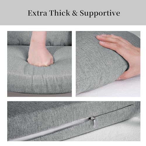 HOMBYS Glider Rocker Replacement Cushions with Storage Side Pocket,Linen-Like Fabric, Foam & Microfiber Filling, Non-Slip & Washable,Thickened & Supportive for Glider Rocking Chair (Grey)