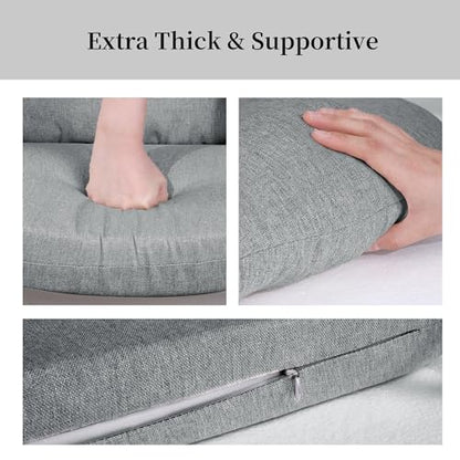 HOMBYS Glider Rocker Replacement Cushions with Storage Side Pocket,Linen-Like Fabric, Foam & Microfiber Filling, Non-Slip & Washable,Thickened & Supportive for Glider Rocking Chair (Grey)