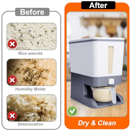Mity rain Rice Dispenser 20 Lbs with Moisture Absorbing Clay