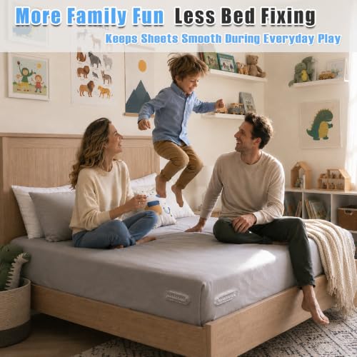 Bed Sheet Holders for Corners, 4 Pack Sheet Fasteners | Fitted Sheet Holder Keeps Sheets Tight & Wrinkle-Free, Zigzag Lock, No-Lift Install, Fabric-Safe, Fits King Queen Full Twin