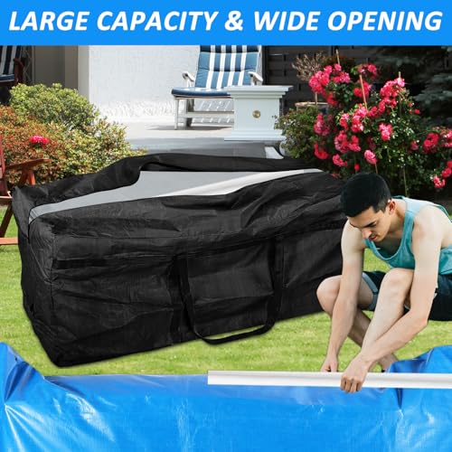 Black Extra Large Storage Bag for Pools with 4 Handles - for Aboveground Inflatable Frame Pools Waterproof Storage Bags for Above Ground Pool Heavy-duty Pool Cover Accessories Storage,56''x23''x23''