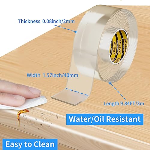 Clear Edge Protector Strip,1 Pack x 1.57in x 9.84FT | Sharp Edge Wrap Cover Tape, Self Adhesive Protective Bumper Guards for Cabinet Door Desk Bed Furniture Waterproof