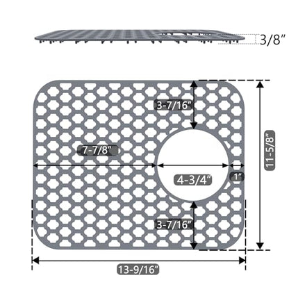2 Pack Silicone Sink Protector Mat for Kitchen Sink Rear Drian Gray | 13-9/16" x 11-5/8" Non-Slip Heat-resistant and Durable Silicone Grid